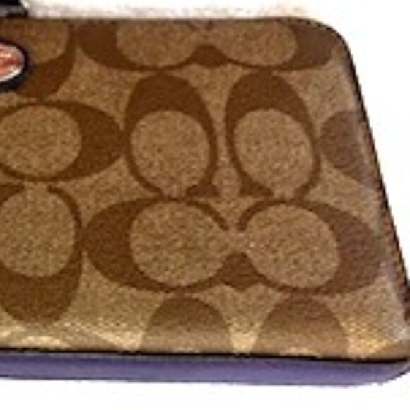 Coach Peyton Signature "C" print long wallet with violet interior and trim - Picture 4 of 11
